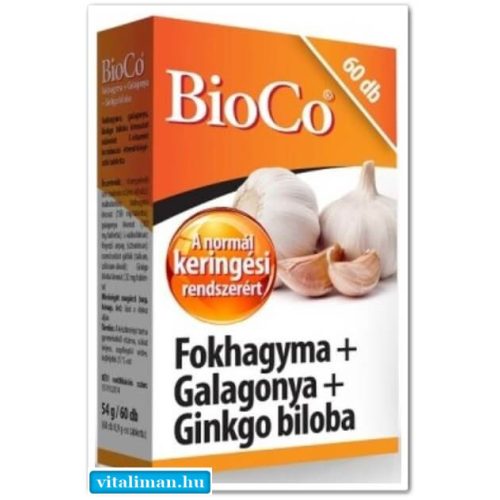 BioCo Fokhagyma + Galagonya + Ginkgo biloba - 60 db